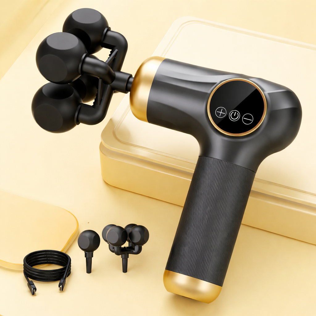 WELLUVEA Electric Massage Gun with multi-head attachment